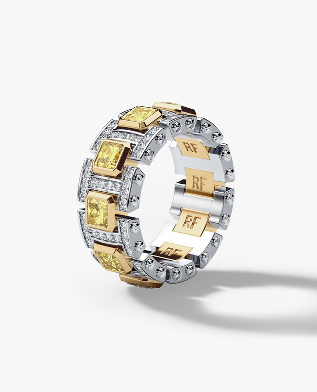 LA PAZ Two-Tone Gold Ring with 4.70ct Yellow and White Diamonds